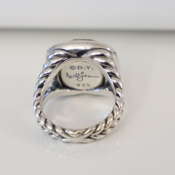 David Yurman Sterling Silver 14mm Albion Ring Lemon Citrine with Diamonds size 7 - Picture 6 of 6